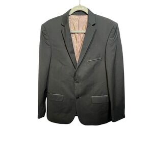 19V69 Italia Mens Black Stretch Comfort Two Button Blazer Sport Coat Jacket 38S